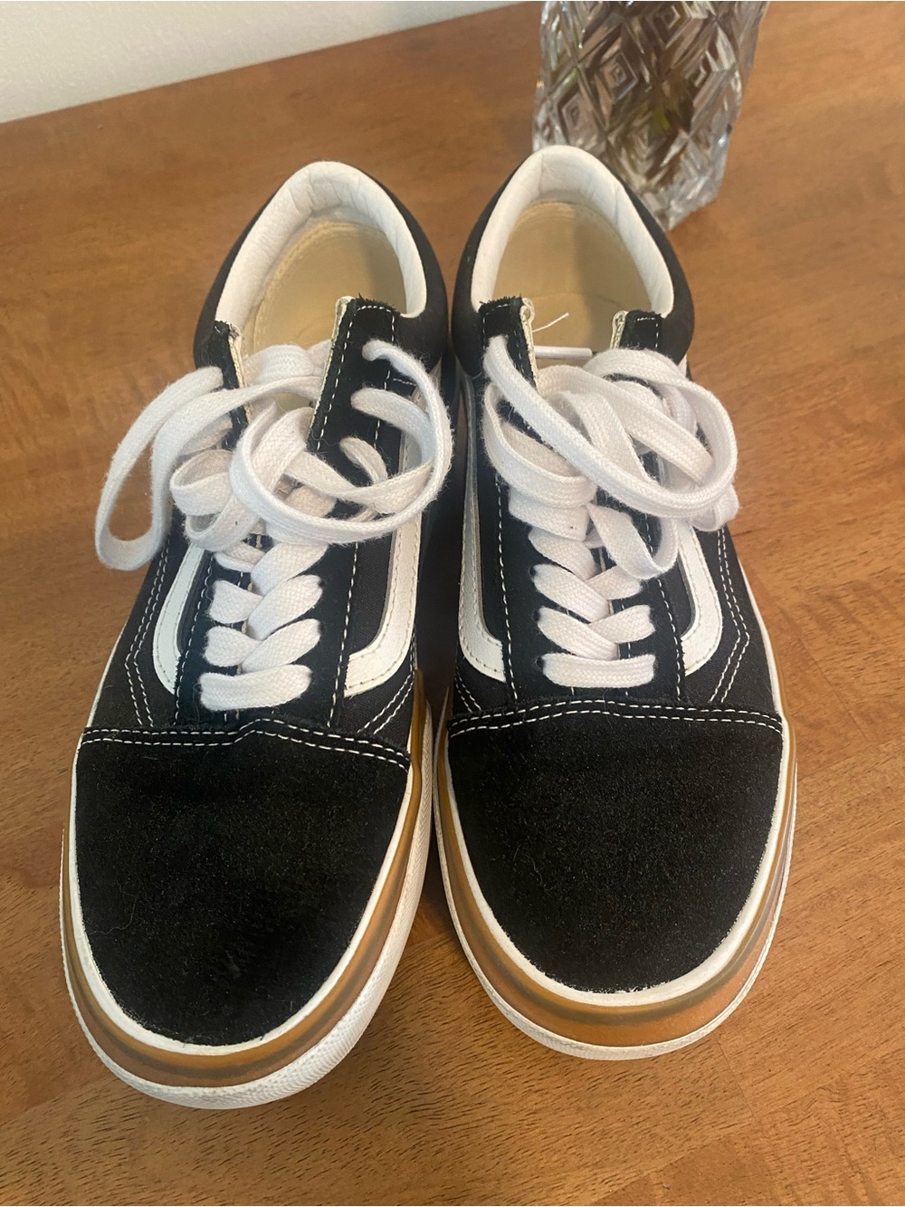 Vans Black and White Platform Old Skool with Gum Accent - Picture 2 of 8